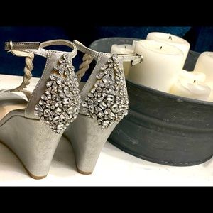 David’s Bridal Silver Rhinestone Wedge
